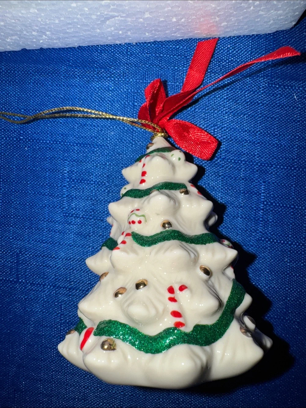Lenox Holiday Ribbons Ornaments - Porcelain - Set of 2 - New in Box